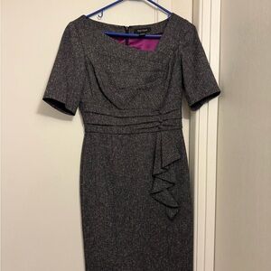 White House Black Market Gray Ruched Sheath Dress
